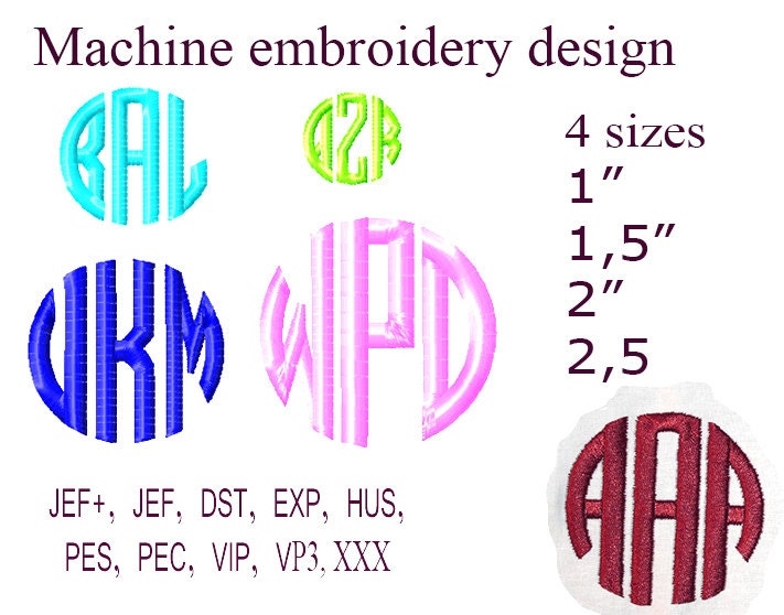 Circle Monogram Embroidery Machine embroidery designs. | Etsy