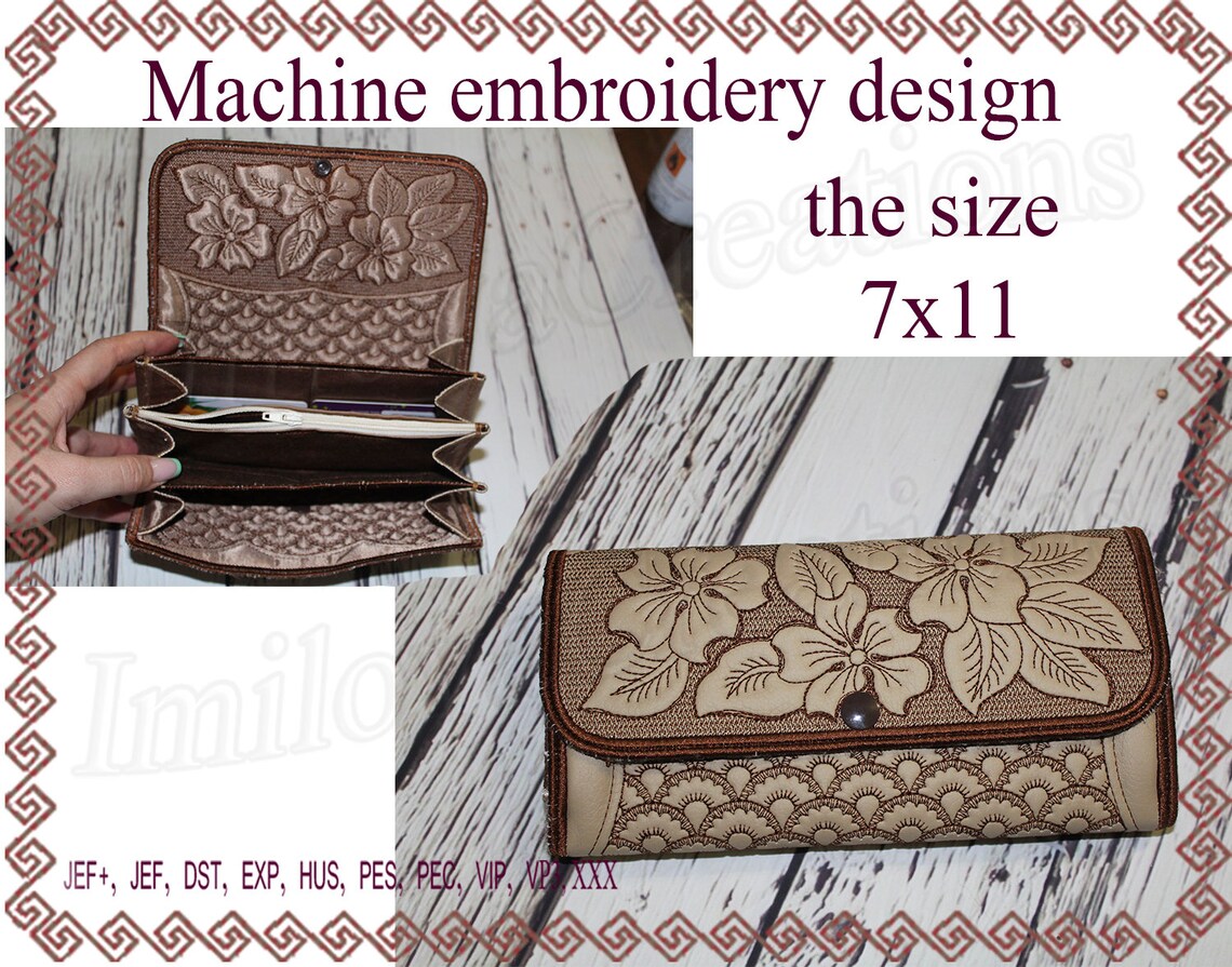 Wallet embroidery designs. In the Hoop purse Clutch little Etsy