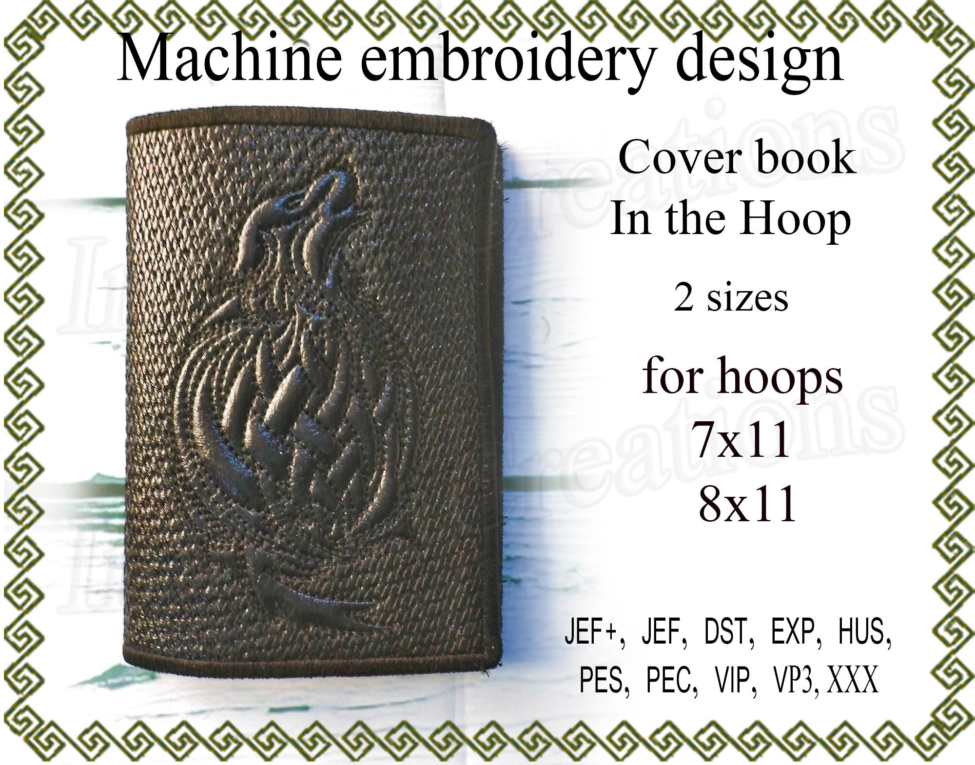 In the hoop book cover Wolf ITH Notebook cover embroidery Etsy
