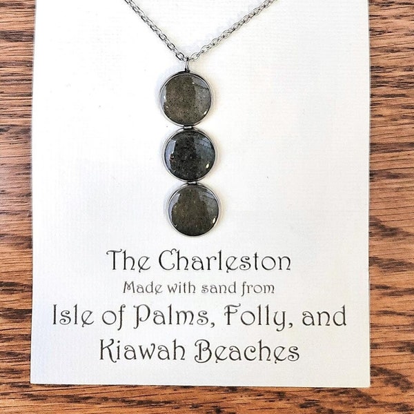 South Carolina - Charleston - Isle of Palms, Folly, and Kiawah Beach sand Multi Pendant / Nekclace