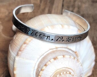 South Carolina - Charleston metal stamped coordinates bracelet
