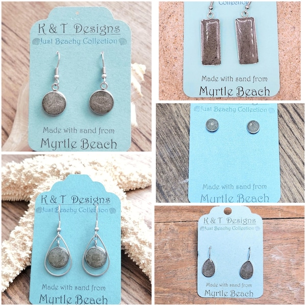 Myrtle Beach Sand Earrings - South Carolina Beach Sand Jewelry