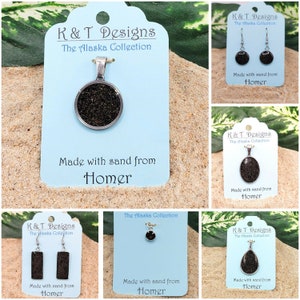 Homer Sand Jewelry - Alaska Beach Sand Pendants / Necklaces and Earrings -