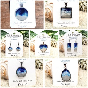 Destin Shoreline Sand Earrings, Pendants / Necklace - Florida Beach Sand Jewelry