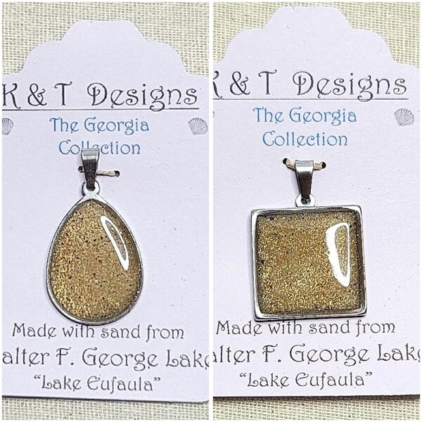 Lake Eufaula Beach Sand Pendants / Necklace - Georgia Jewelry