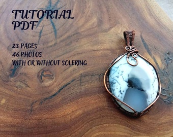 Pdf tutorial wire wrap pendant with big oval stone - wire wrapped necklace lesson