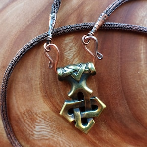 Viking bronze necklace for men - Celtic pendant Viking knit chain Handcrafted chain Unisex celtic copper wire necklace