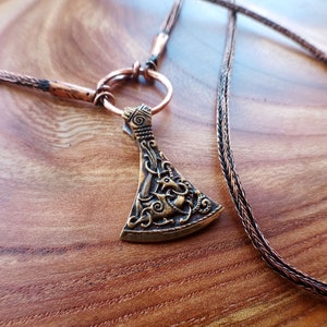 Viking brass mjolnir necklace for men - Mjolnir pendant Viking knit chain Handcrafted chain Unisex celtic copper wire necklace