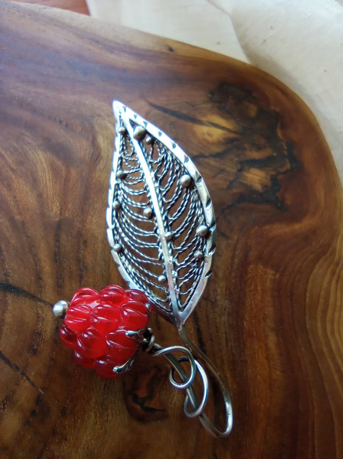 Silver Raspberry Raspberry Necklace With Lampwork - Silver Filigree With Glass Raspberry ...