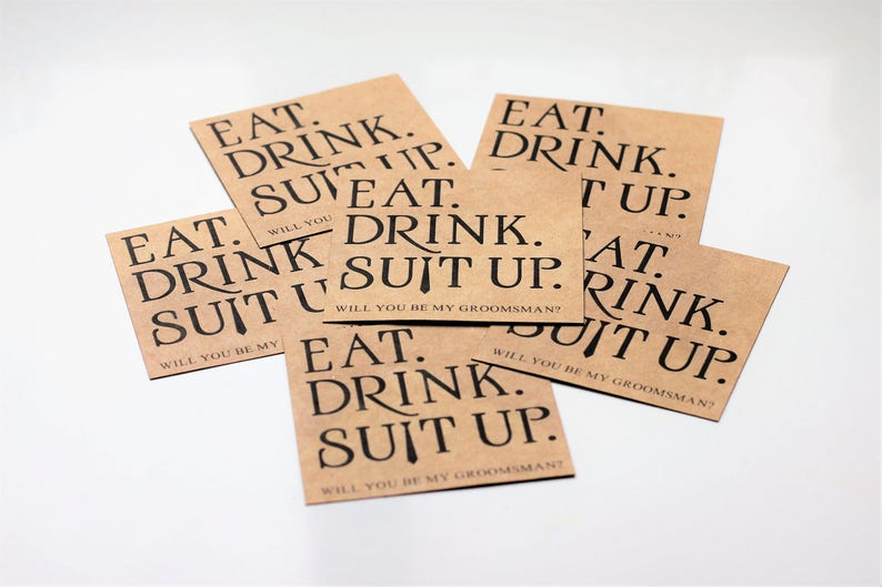 Eat Drink Suit Up Will You Be My Groomsman Eat Drink Suit | Etsy
