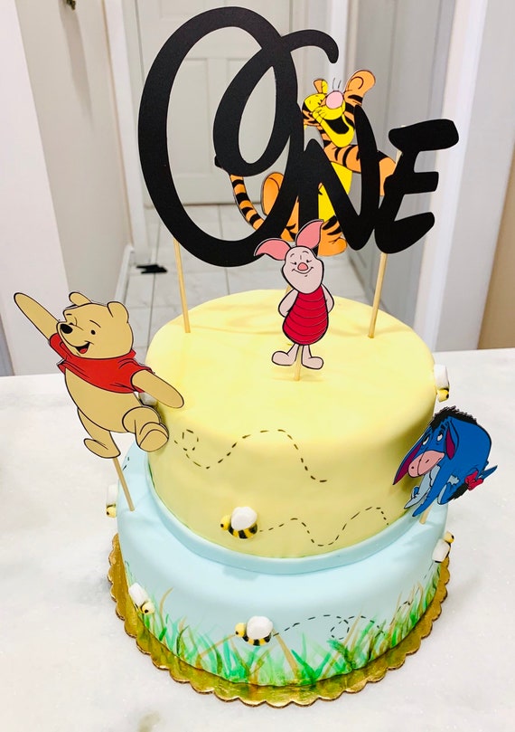 1st Birthday Pooh Cake Toppers, Piglet Cake Topper, Eeyore Cake