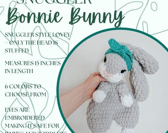 Personalized Crochet Bunny Lovey: Custom Handmade Baby Snuggler