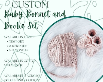 Crochet Baby Bonnet and Bootie Set: Custom Made-to-Order