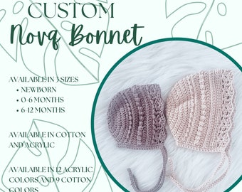 Crochet Baby Bonnet: Custom Nova Bonnet, Vintage Style