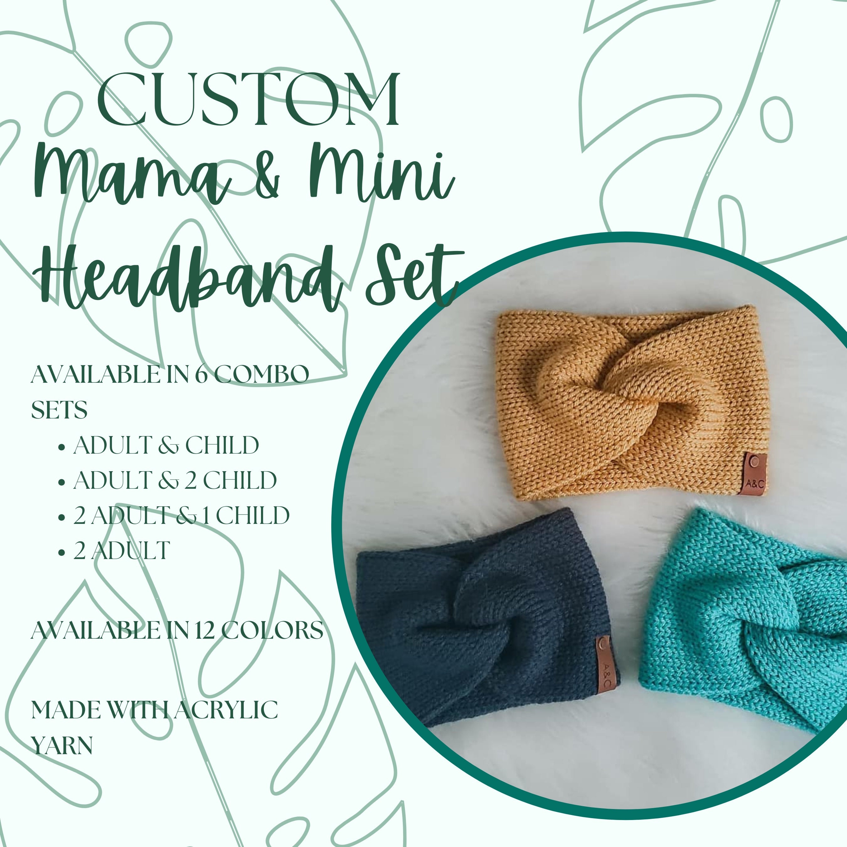 Mommy and Me Knit Headband Set: Matching Headbands - Made to  display picture 3