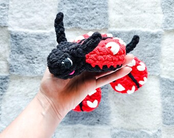 Handmade Crochet Ladybug Plushie: Amigurumi Stuffed Bug Toy