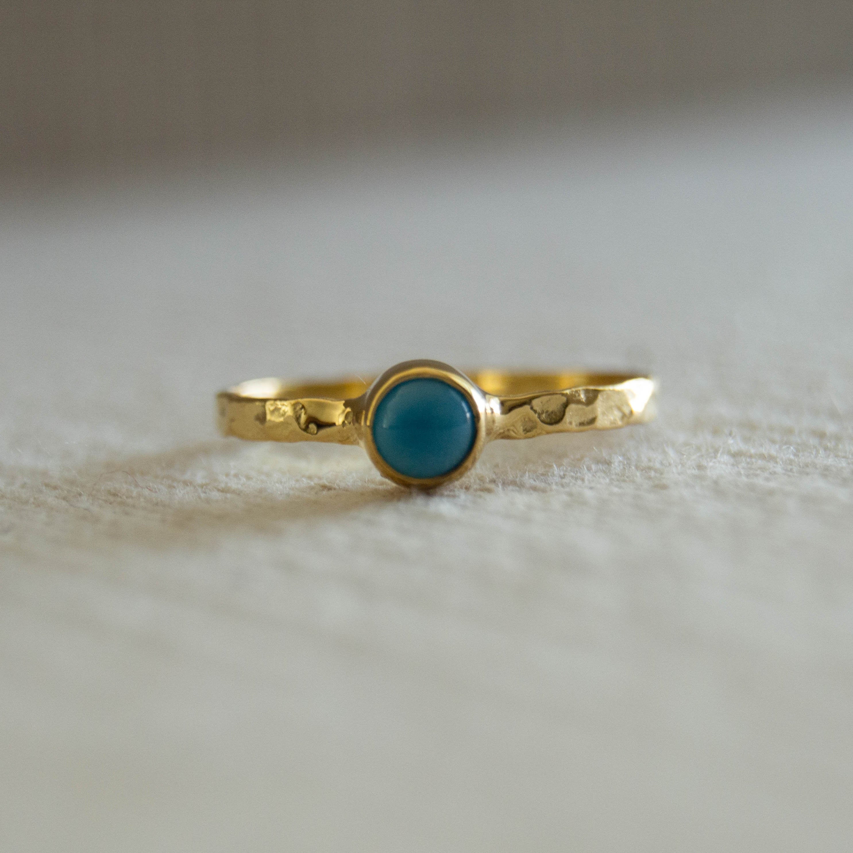 Turquoise Gold-plated Ring turquoise stacking ring hammered | Etsy