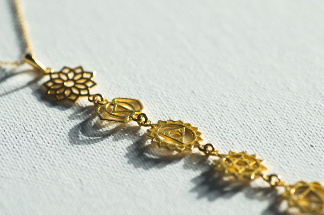 Chakra Necklace 7 Chakra Pendant Chakra Necklace Gold - Etsy