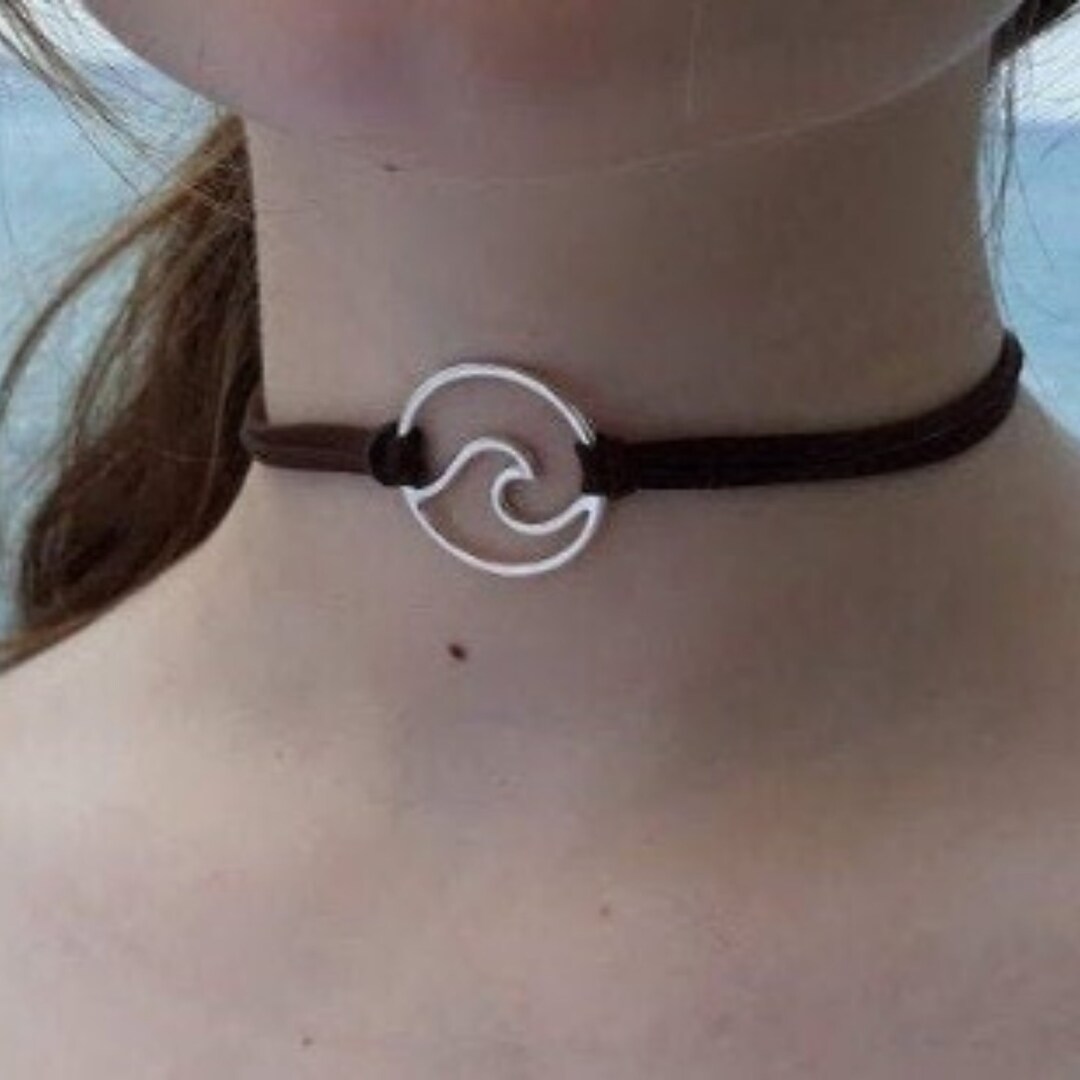 Surfer Necklace Silver Wave Choker Surfer Girl Necklace Etsy Canada