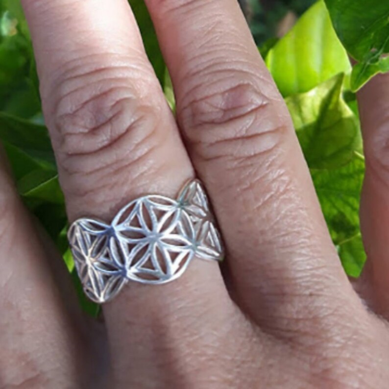 Flower of Life Band Ring sacred geometry ring seed of life Etsy
