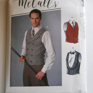 Teen to 3XL Dressy Men&#39;s Vests McCall&#39;s M8133 A (S-M-L-XL-XXL-XXXL) Sewing Pattern for Double Breasted, Tuxedo, Historic Costume, Wedding