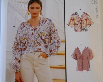 Dolman Sleeve Blouse McCall's M8220 R11039 Y (Xsm-Sml-Med) OR Plus ZZ (Lrg-Xlg-Xxl) Sewing Pattern Button Down Peasant, Bohemian: Face Mask