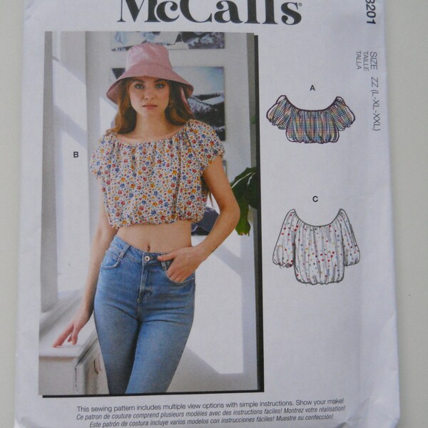 Plus Bubble Tops in 3 Lengths McCall's M8201 ZZ (L-XL-XXL) New Sewing Pattern, Summer Blouse, Peasant Style Shirt, Loose Fitting, Scoop Neck