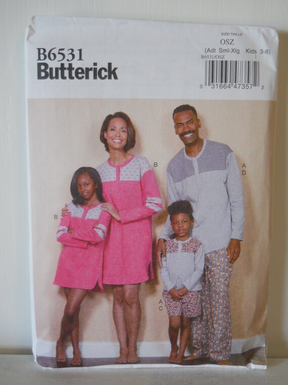 Family Cozy Stretch Pajama Butterick B6531 Sewing Pattern for | Etsy