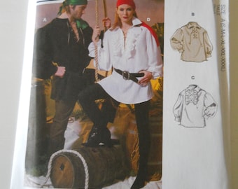 Unisex Pirate, Renaissance Tunic McCall's M8131 A (S-M-L-XL-XxL-XxxL) 2020 Sewing Pattern for Laced Costume, Cosplay Shirt, Optional Ruffle