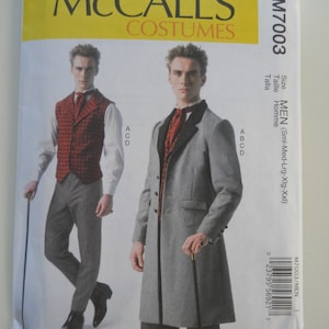 Victorian, Regency Era Men&#39;s Historic Suit & Coat McCall&#39;s M7003 MEN (S-M-L-XL-XXL) New Sewing Pattern, Lined Vest, Trousers, Cravat