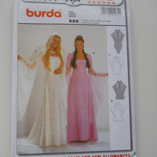 Out-of-Print Renaissance Fairy Gown Costume Burda 2484 (sizes 10-20) New Sewing Pattern, Princess Seams, Flowing Sleeves, Medieval Cosplay