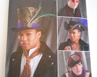 Arkivestry Men's Costume Hats Simplicity 8713 A (S-M-L) New Sewing Pattern Top Hat, Steampunk, Pirate, Newsboy, Wedding, Cosplay, Theater