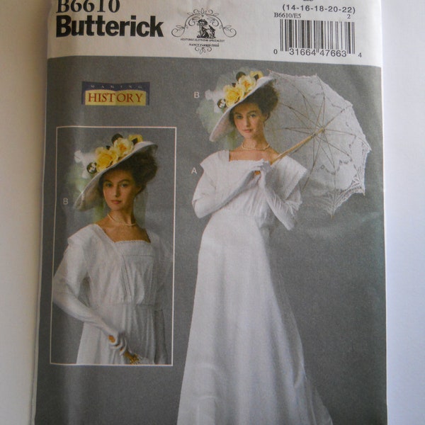 Nancy Farris Thee Historic Day Dress Butterick B6610 E5 (14-22) New Sewing Pattern for Victorian, Turn of the Century, Summer Gown, Costume