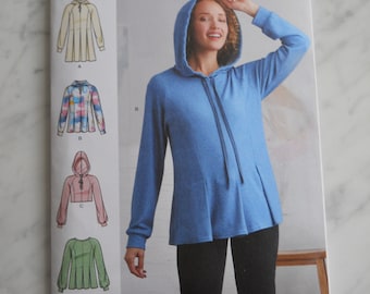 Princess Seam Hoodie Simplicity S9384 H5 (6-14) OR Plus U5 (16-24) Sewing Pattern for Raglan Sleeve, Fitted with Pleats: Dress, Tunic, Crop