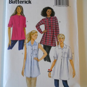 May include: A sewing pattern for four different styles of shirts. The pattern is for sizes large, extra large, and extra extra large. The pattern is from Butterick and the pattern number is B6099.