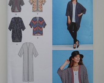 May include: A sewing pattern for a long, open-front cardigan with a variety of design options. The pattern is from Simplicity and is easy-to-sew. The pattern includes a variety of sizes, from XXS to XXL.