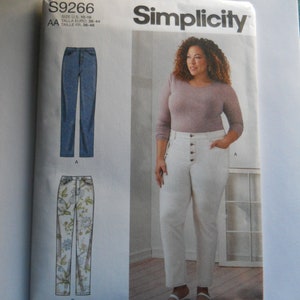 Vintage-Style Jeans Simplicity S9266 AA (10-18) or BB (20W-28W) Sewing Pattern for Button or Zip Fly Pants Plus Size, Customize Your Jeans