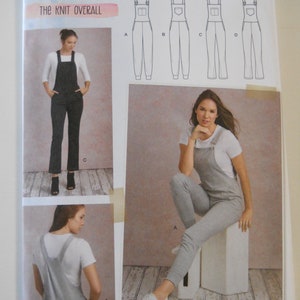 Teen & Misses Knit Overalls Simplicity S8855 H5 (6-14)  R5 (14-22) New Sewing Pattern for Comfortable Stretch Bibbed Overalls with Pocket