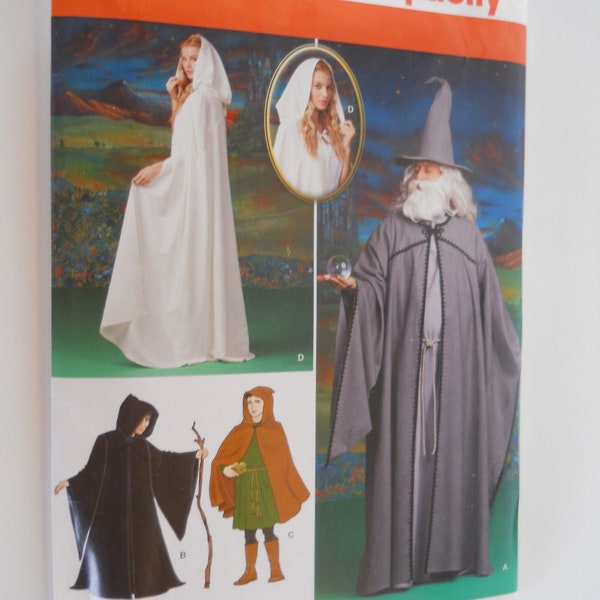 Unisex Cape, Tunic & Pointed Hat Simplicity 1582 A (XS-XL) Sewing Pattern for Renaissance Hooded Cloak, Wizard, Witch, Maiden, Robin Hood