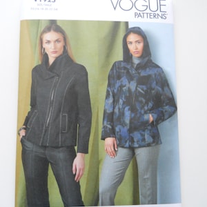 2022 Marcy Tilton Unlined Jacket Vogue V1925 A5 (6-14) or F5 (16-24) New Sewing Pattern for Semi-Fitted Asymmetric Zippered Jacket; Hood