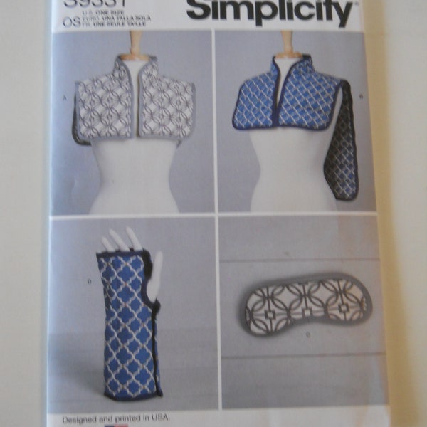 Hot & Cold Wraps Simplicity S9331 New in 2021 Sewing Pattern for Shoulder/Neck/Back, Wrist/Hand and Eye Microwavable Hot and Cold Packs