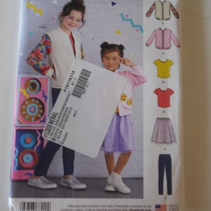 Knit Bomber Jacket, Skirt w Tulle Overlay, Tee, Leggings Simplicity 8429 HH (3-6) OR K5 (7-14) Uncut Sewing Pattern: School Wardrobe