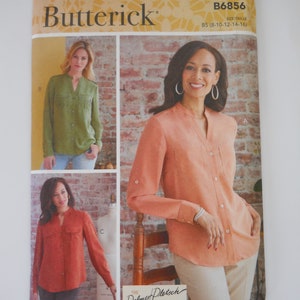 May include: A sewing pattern for a long-sleeved button-down shirt with a collar. The pattern is from Butterick and is size B5 (8-10-12-14-16). The pattern includes instructions for the Palmer/Pletsch tissue fitting method.