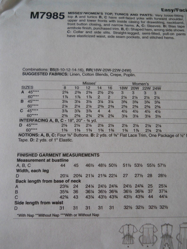 McCall's M7967, Patrón De Costura, Plantilla, Papel, Color Blanco, Varios