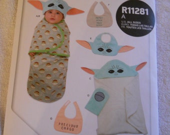 Star Wars Mandalorian Swaddling Blanket & Bib R11281 OR S9433 Simplicity R11281 Sewing Pattern, Fall 2021, Baby Gift, Infant Hat, Unisex