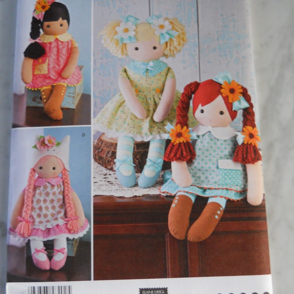 23 Inch Soft Rag Doll Simplicity 8402 Sewing Pattern Large Fabric and Yarn Doll and Clothes, Doll Lover, Gift for Little Girl, Craft Show