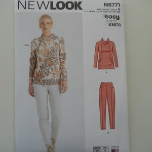 May include: Sewing pattern for a knit top and pants. The pattern is for sizes XS-XXL. The pattern is called "Easy Just for Knits" and is from New Look.