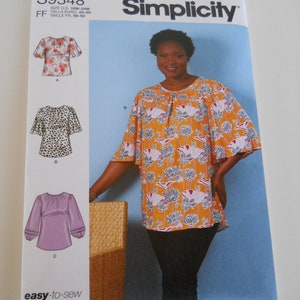 2022 Easy Breezy Blouse in Extended Sizes Simplicity S9548 FF (18W-24W) or GG (26W-32W) New Sewing Pattern Loose Fitting Top & Tunic