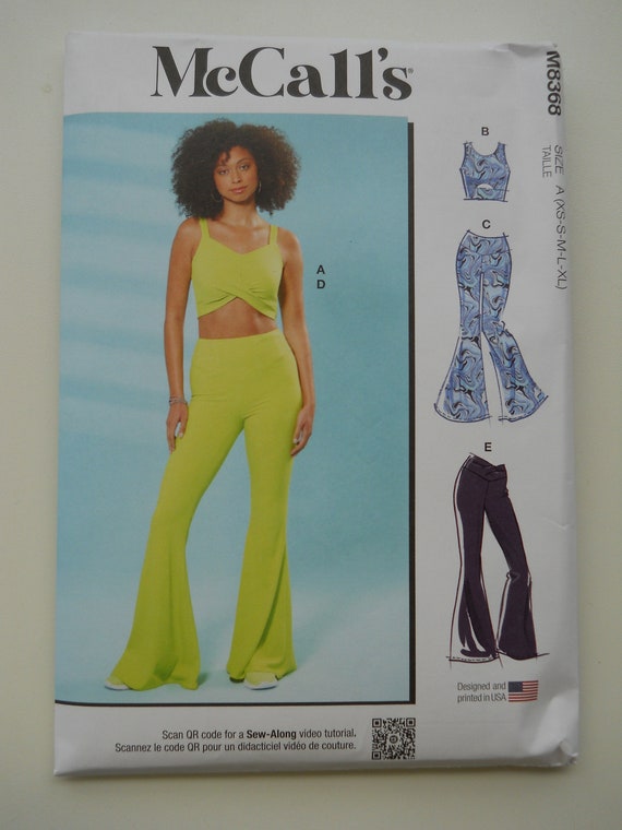 Athletic Wear Mccall's M8368 A XS-XL New Sewing Pattern, Crop Top