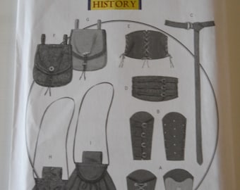 Historic Clothing Accessories Butterick B5371 XM (S-M-L) OR XN (Xlg-Xxl-Xxxl) Sewing Pattern for Pouch, Corset, Belt, Wrist Bracer